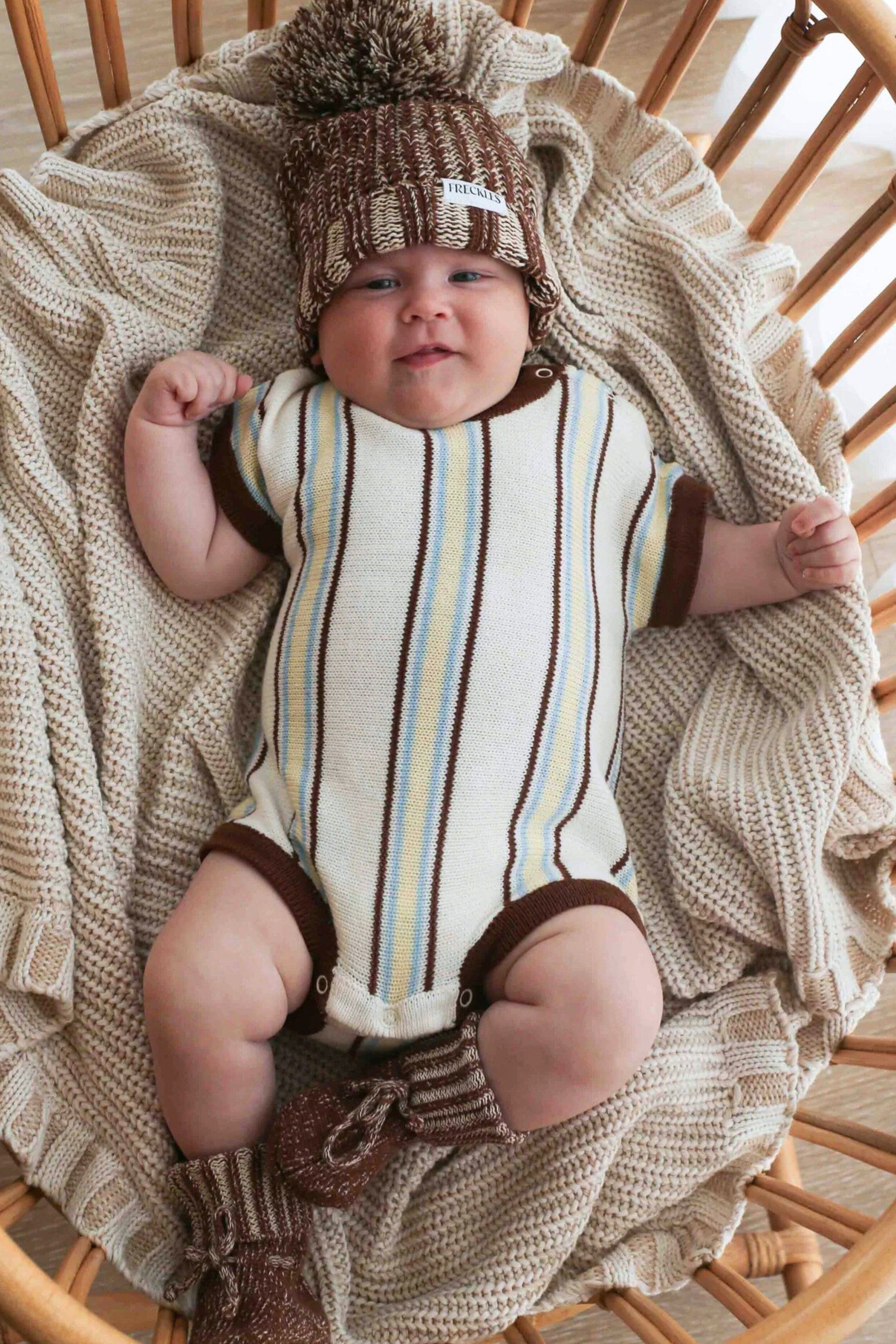 Retro Stripe Romper | Azure Clothing FRECKLES the label 