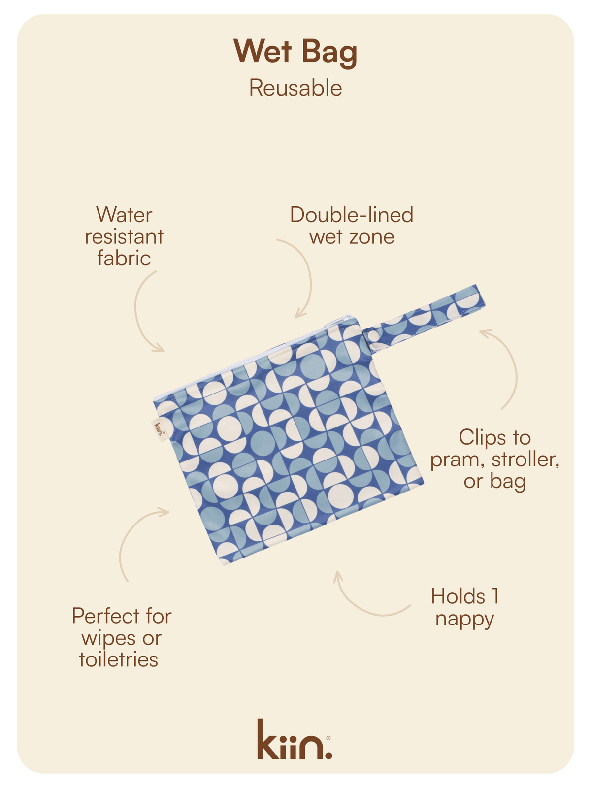 Reusable Wet Bag - Beach Club Nappies + Nappy Bags Kiin ® 