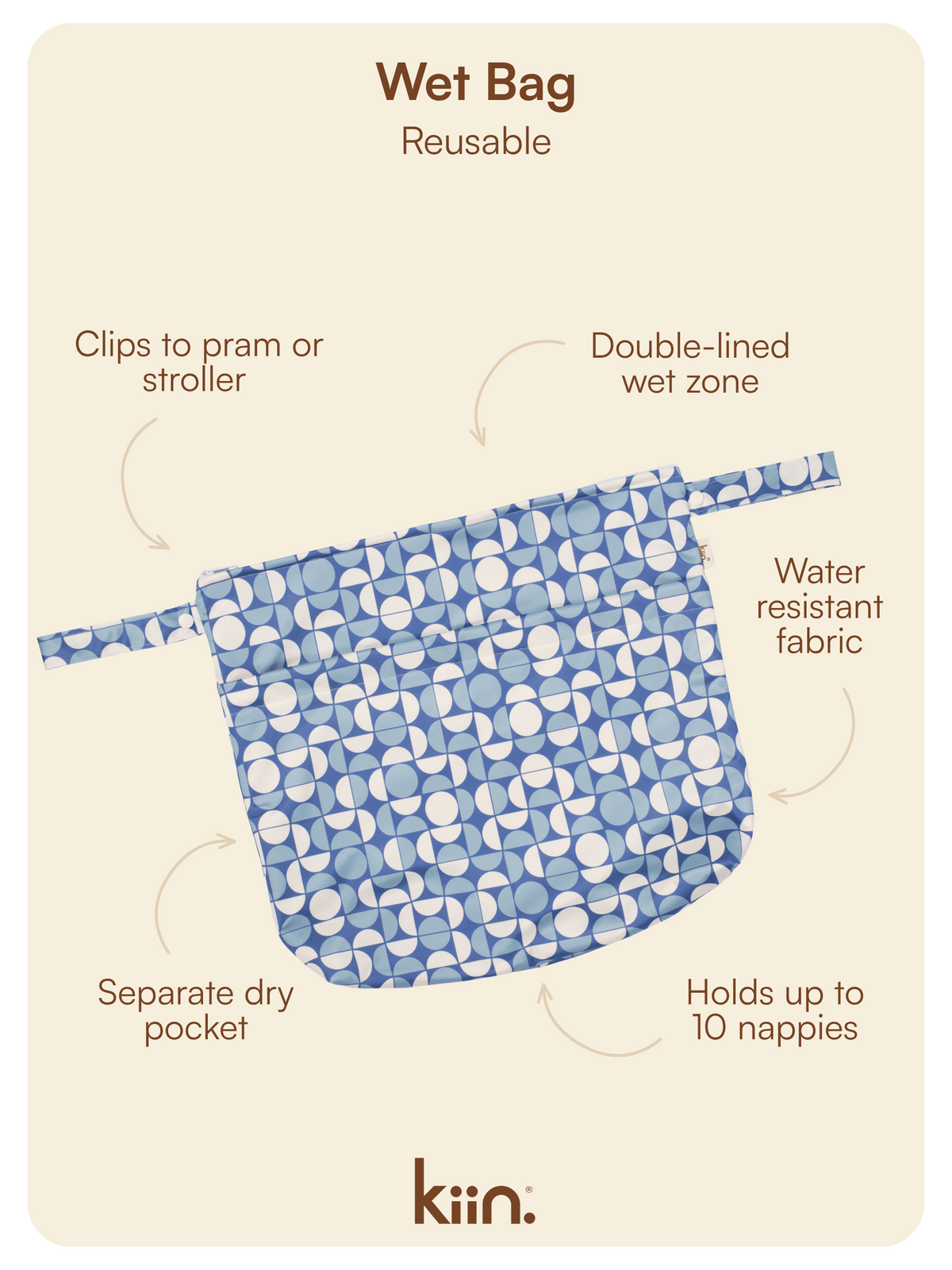 Reusable Wet Bag - Beach Club Nappies + Nappy Bags Kiin ® 