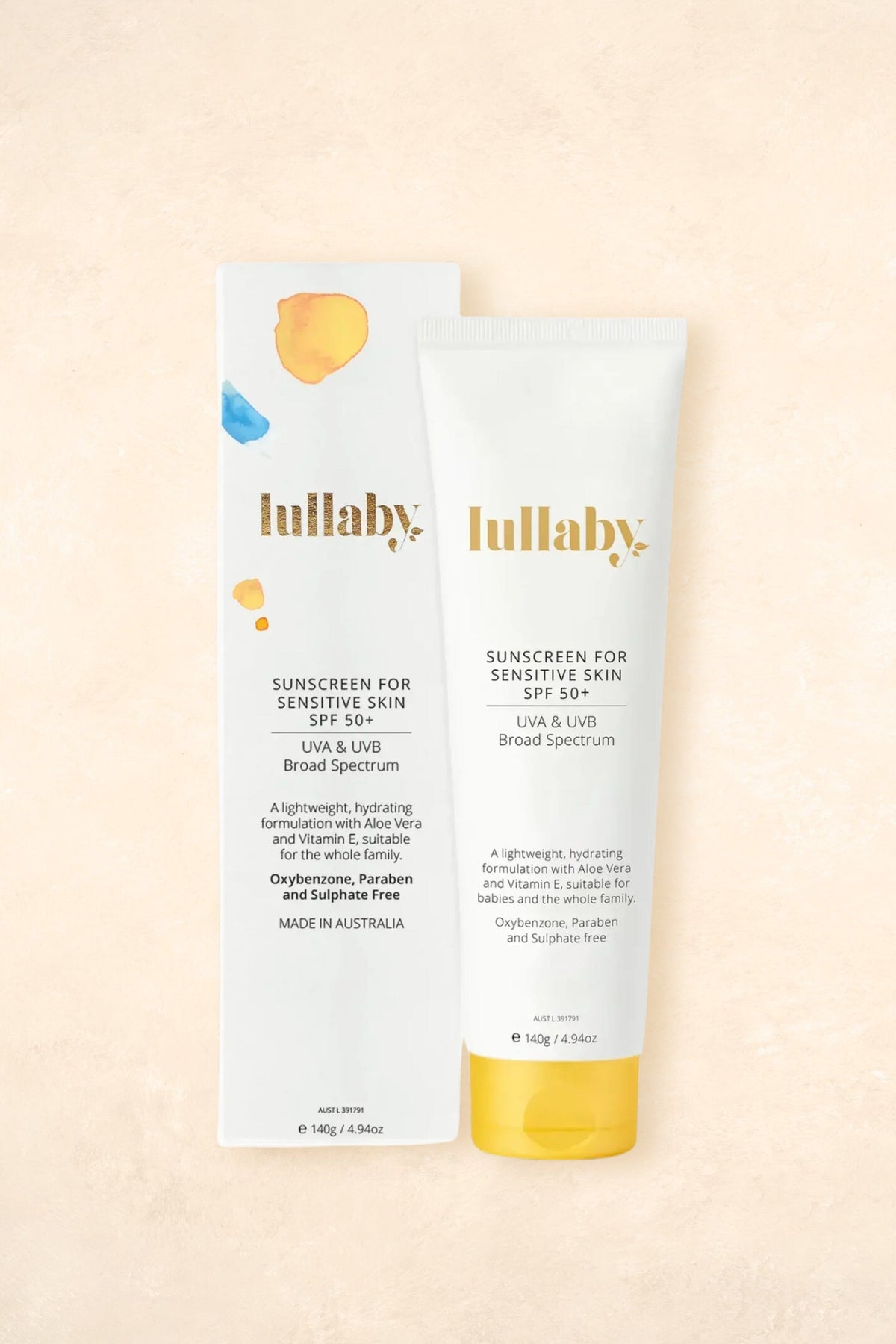 Sensitive Skin Sunscreen SPF50+ Skincare Lullaby Skincare 