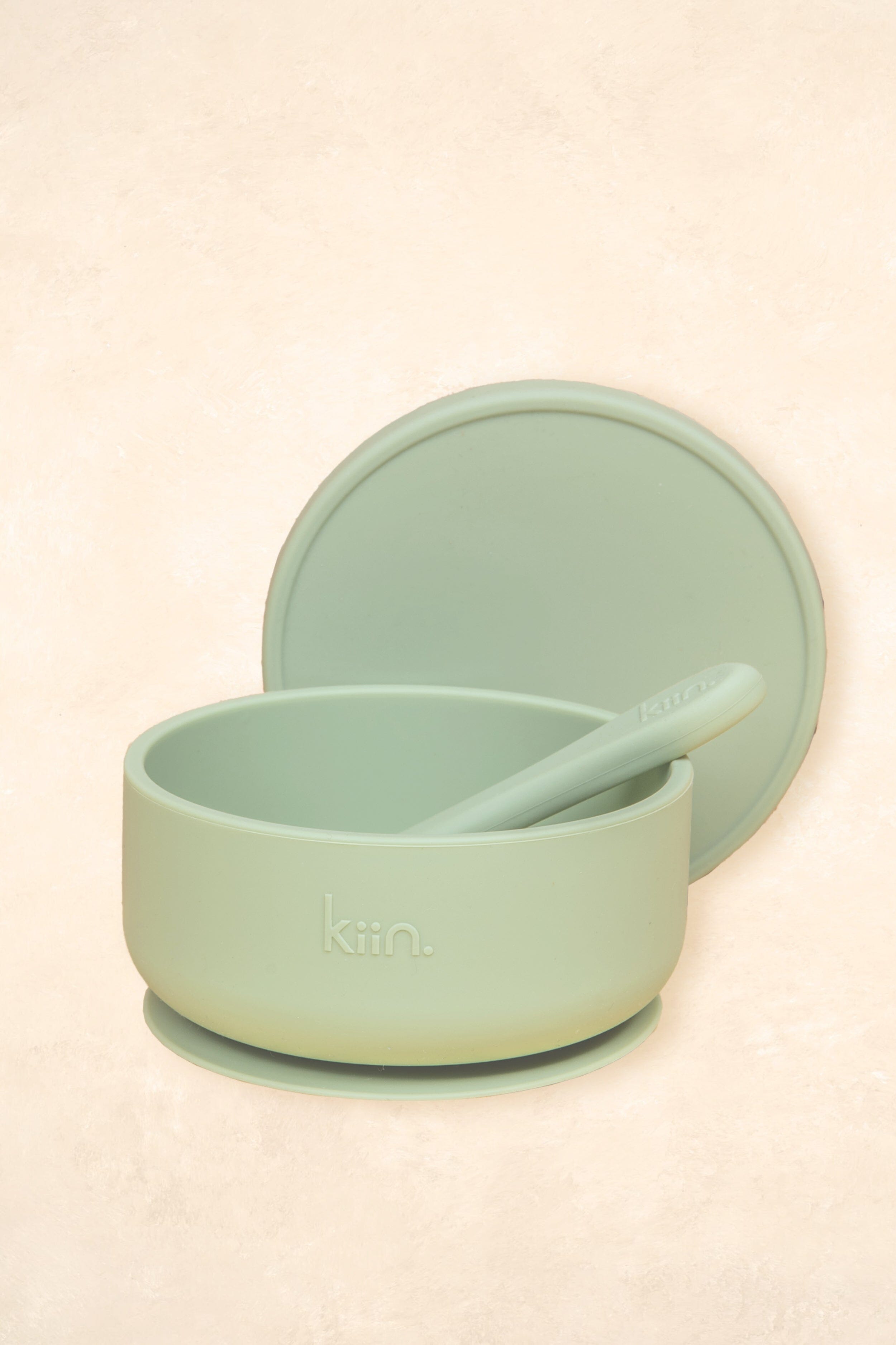 Silicone Suction Bowl with lid + Spoon Set - Outlet Bibs + Tableware Kiin ® Sage 