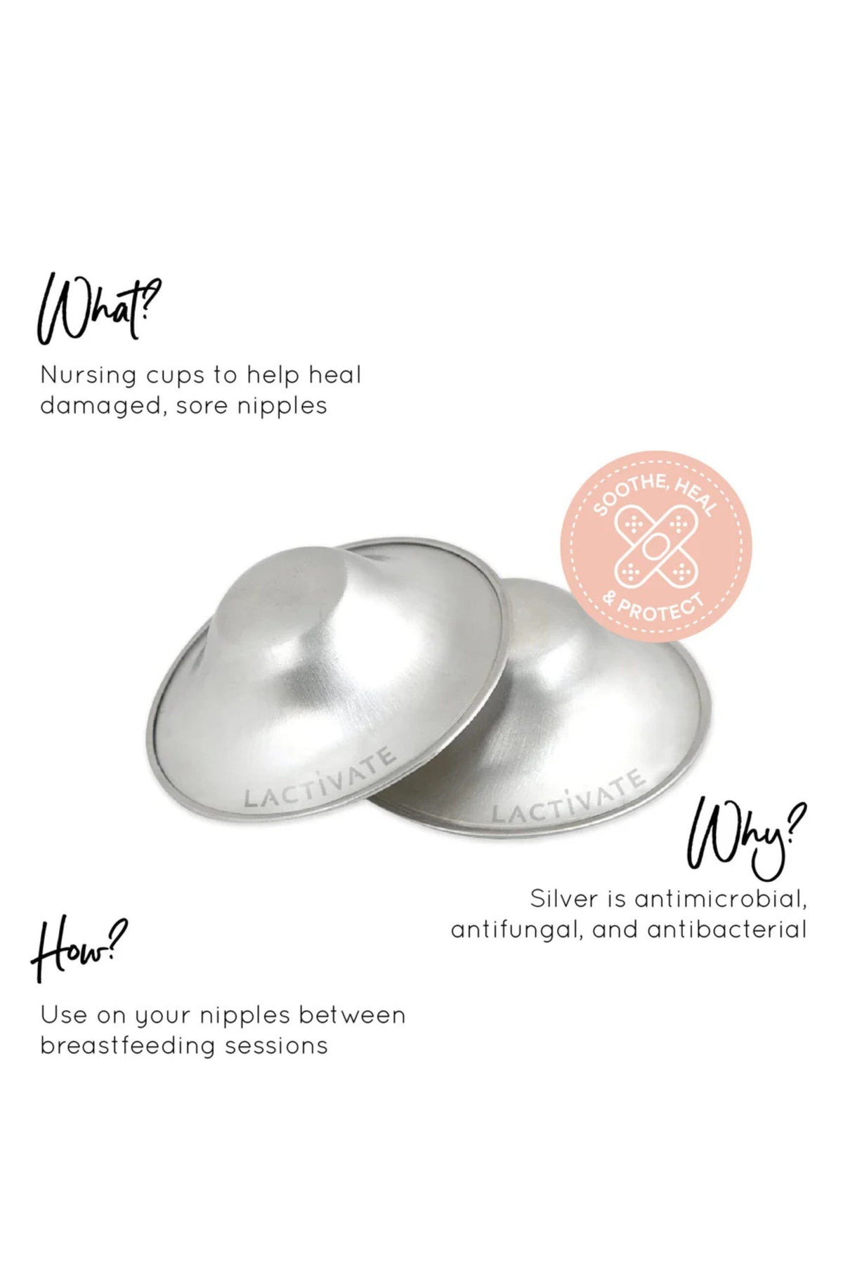 Silver Nursing Cups Breastfeeding Lactivate 