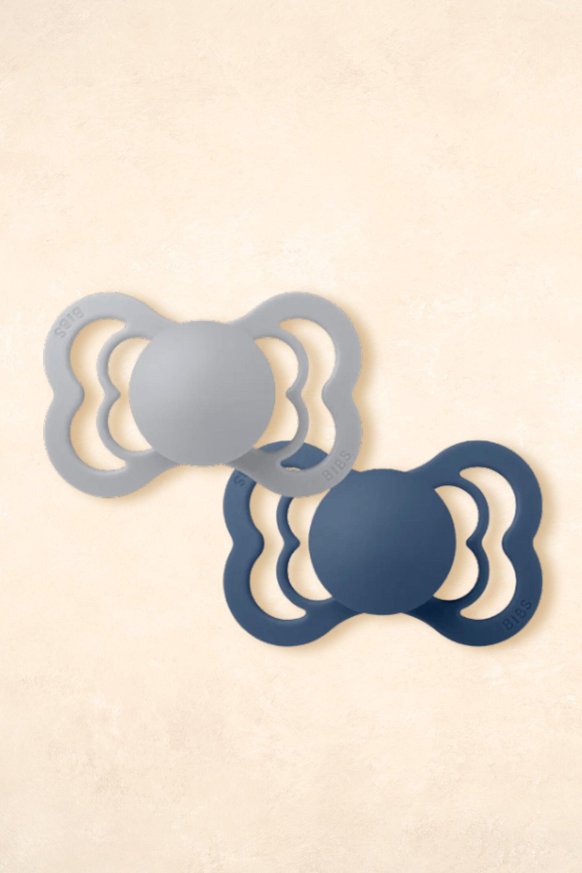 Supreme Dummies Silicone - Twin Pack Dummies + Teethers BIBS Size 1 Cloud + Steel Blue 