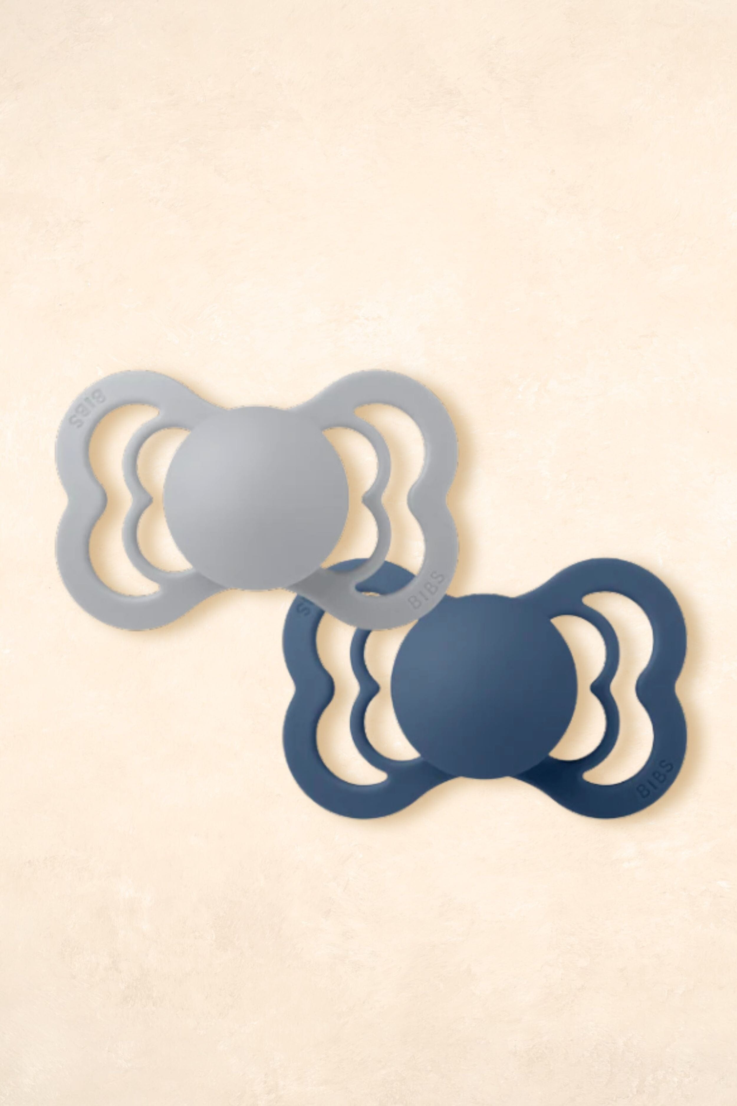 Supreme Dummies Silicone - Twin Pack Dummies + Teethers BIBS Size 1 Cloud + Steel Blue 