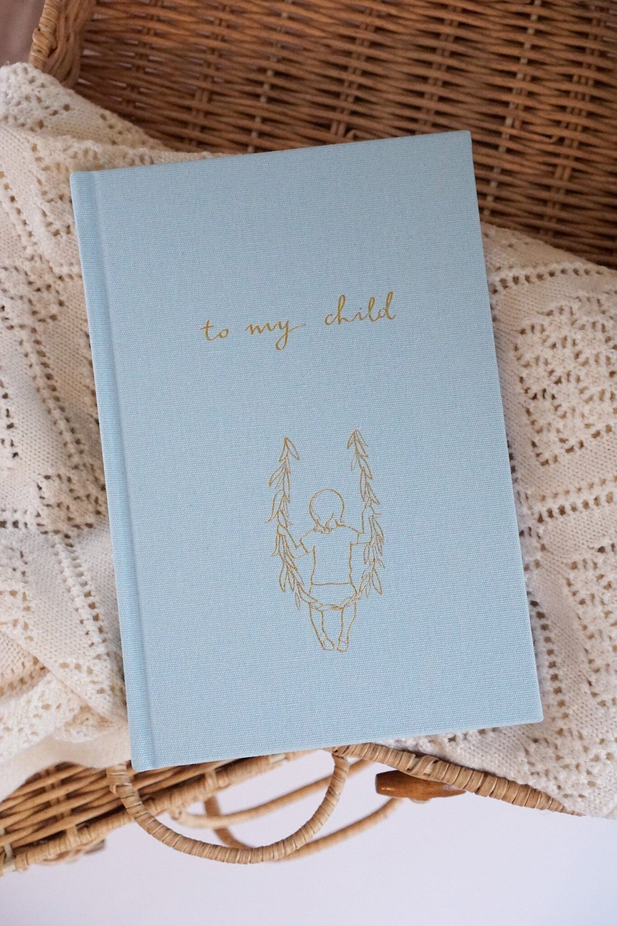 To My Child - Childhood Journal & Baby Book Journals Forget Me Not Sky Blue - Illustrated 