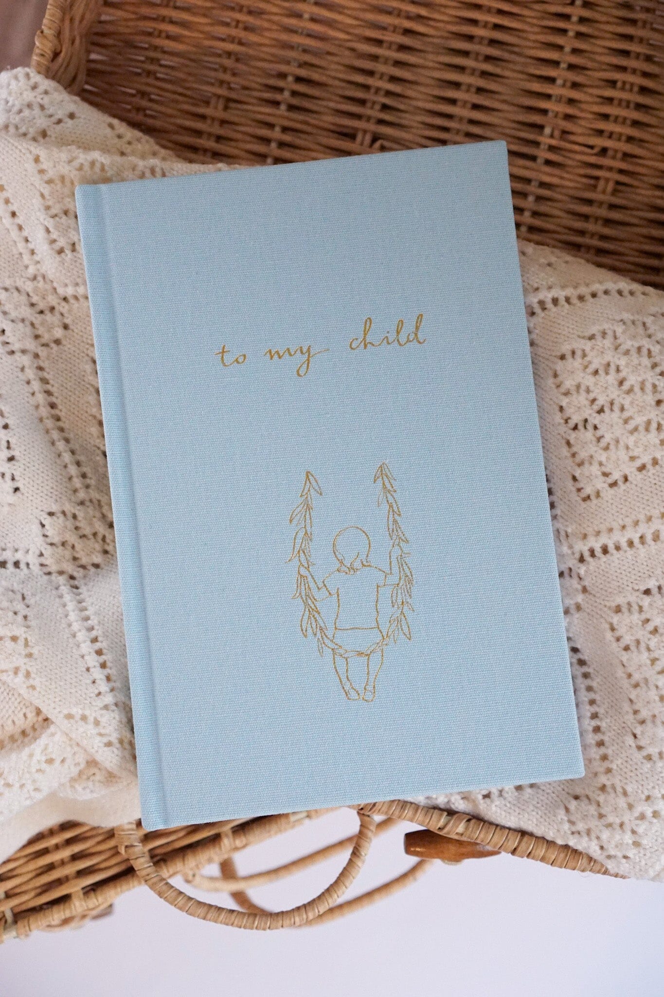 To My Child - Childhood Journal & Baby Book Journals Forget Me Not Sky Blue - Illustrated 