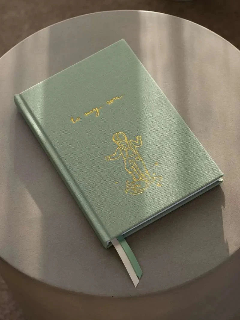 To My Son - Baby Journal Journals Forget Me Not Sage - Illustrated 