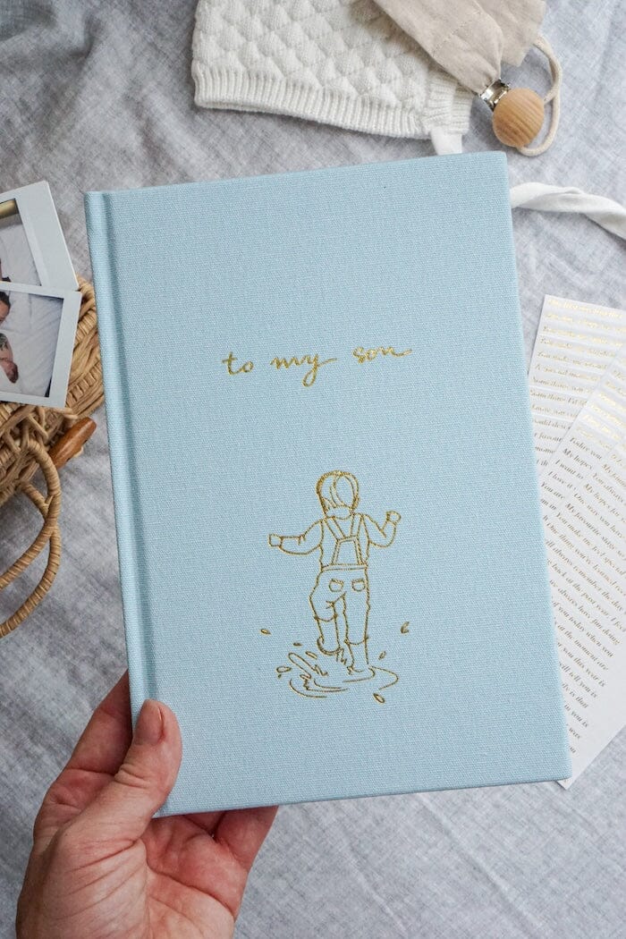 To My Son - Baby Journal Journals Forget Me Not Sky Blue 