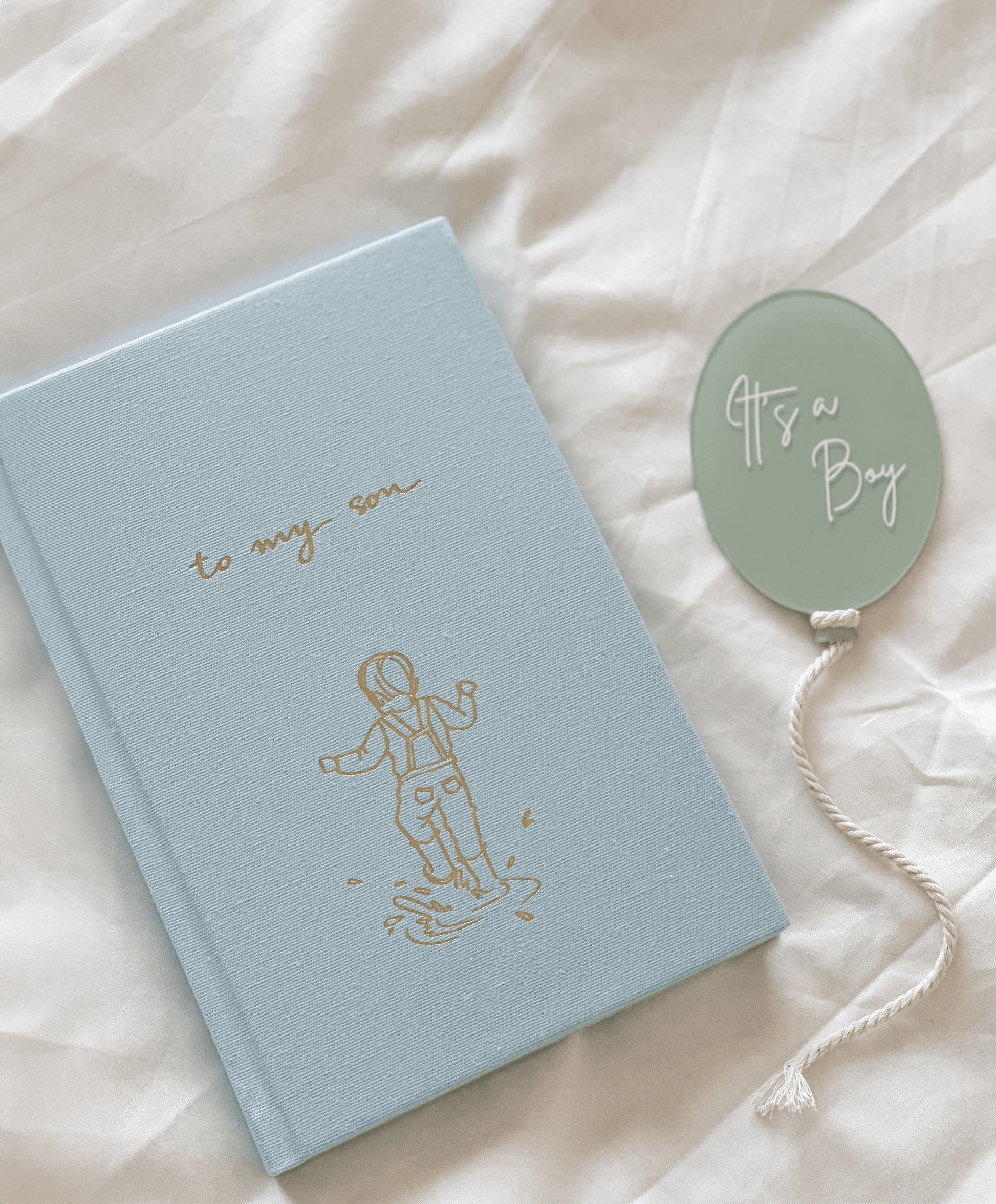 To My Son - Childhood Journal & Baby Book Journals Forget Me Not Sky - Illustrated Cover & Inner 