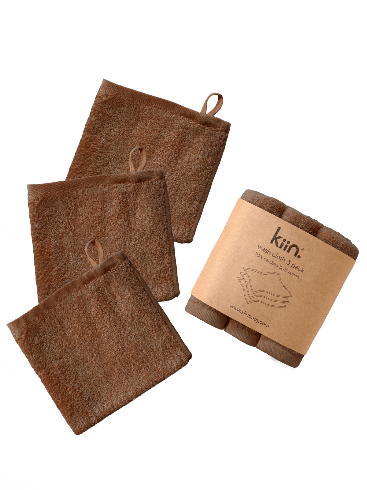 Wash Cloths 3 Pack - Chocolate Towels + Wash Cloths Kiin ® 