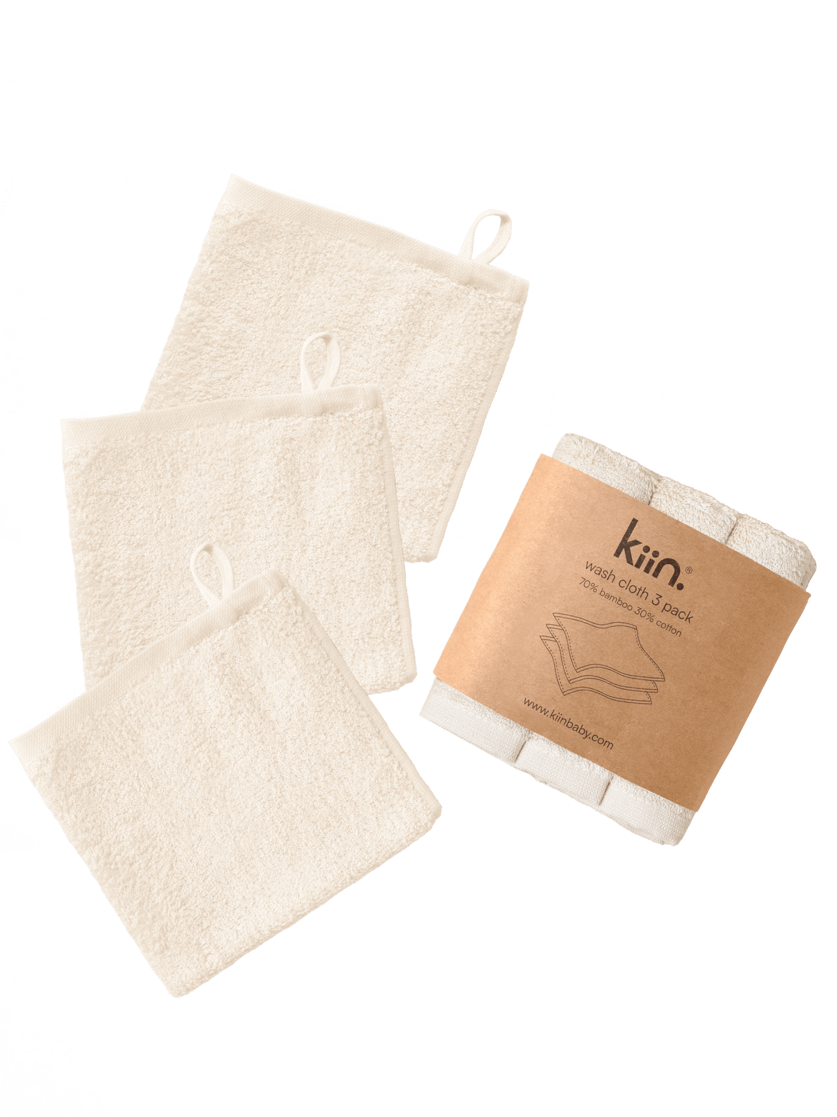 Wash Cloths 3 Pack - Ivory Towels + Wash Cloths Kiin ® 
