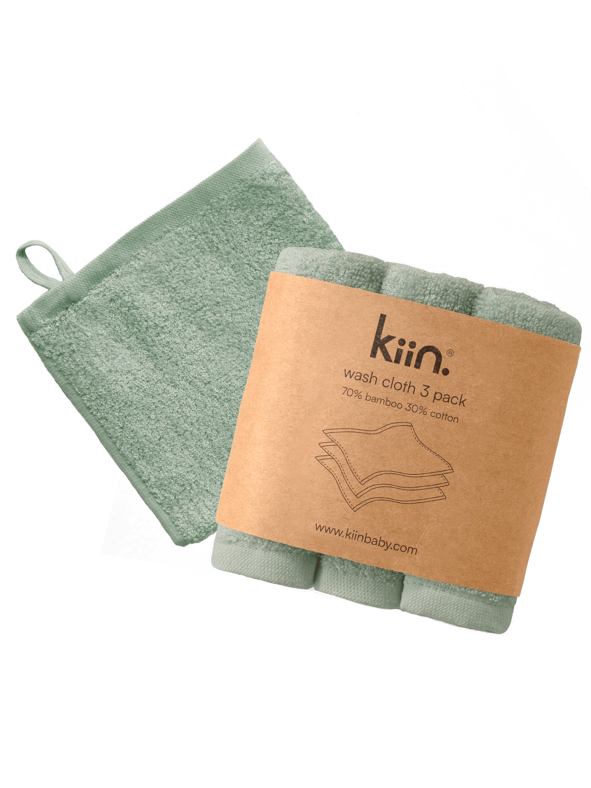 Wash Cloths 3 Pack - Sage Towels + Wash Cloths Kiin ® 