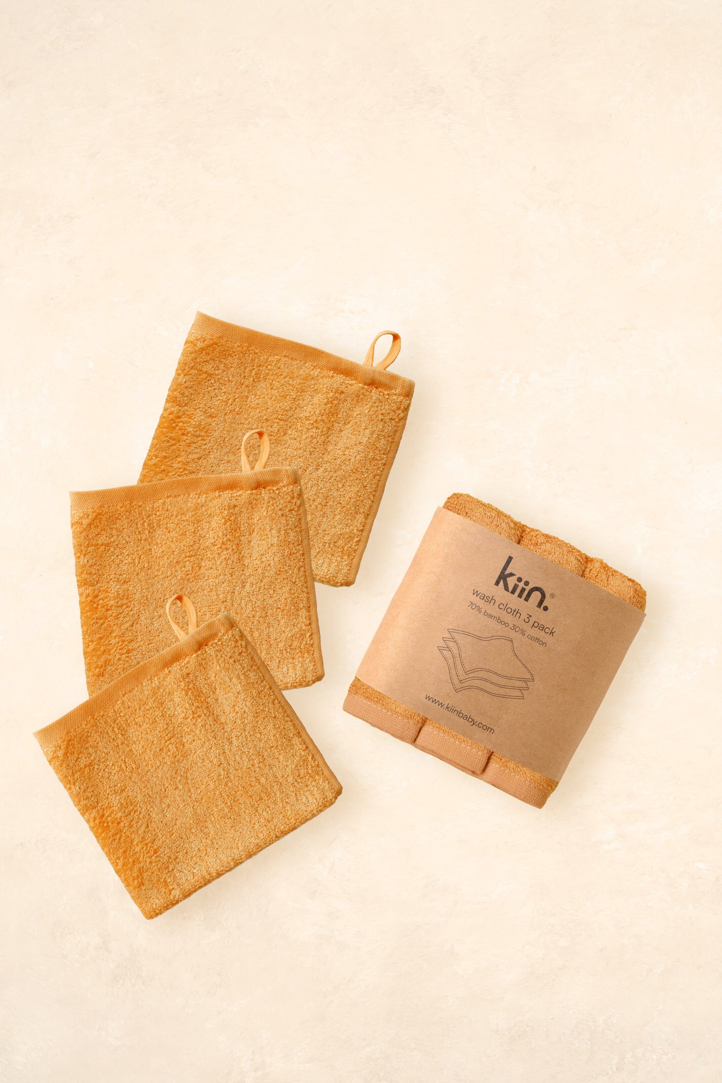 Wash Cloths 3 Pack Towels + Wash Cloths Kiin ® Caramel 
