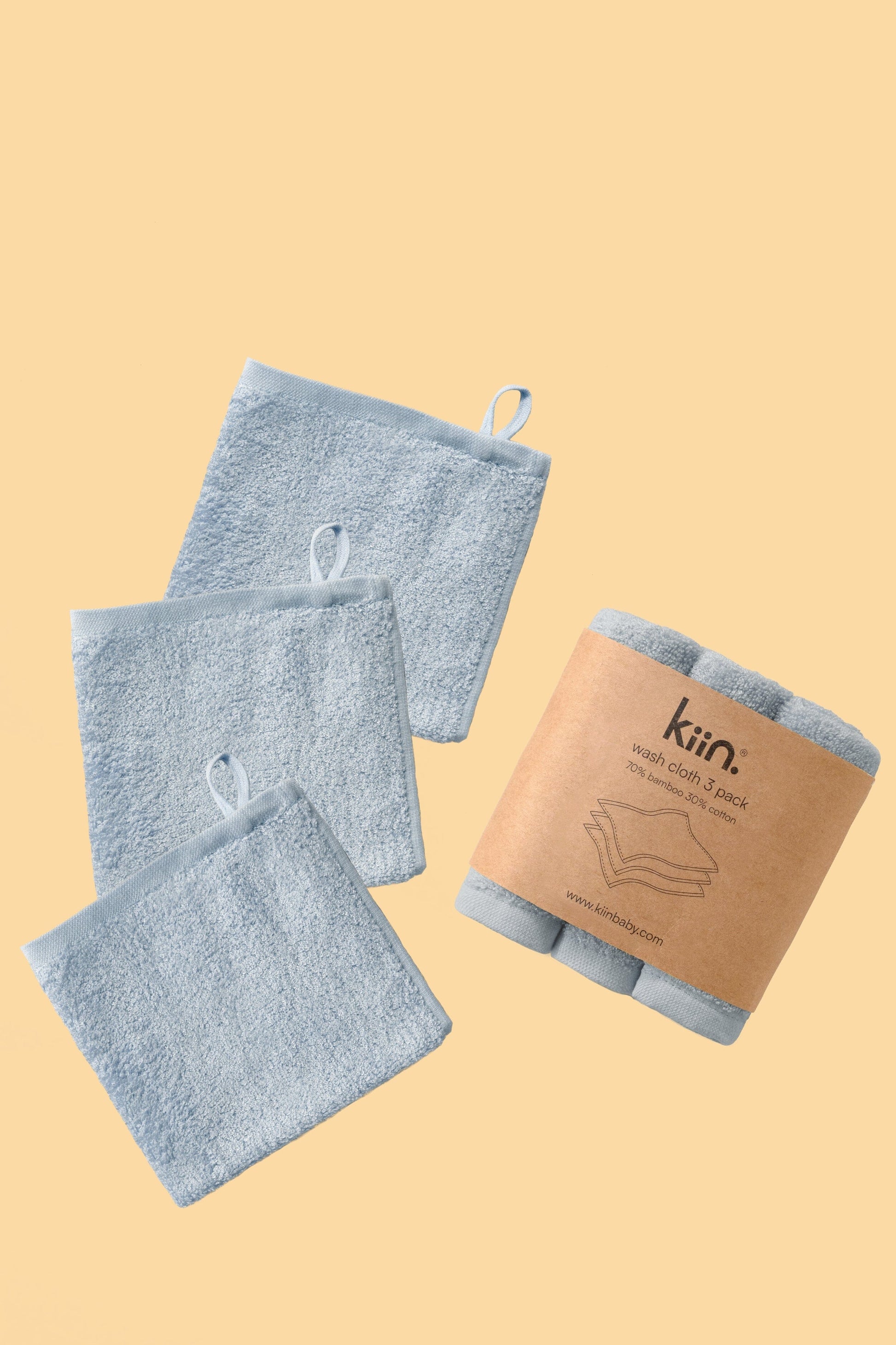 Wash Cloths 3 Pack Towels + Wash Cloths Kiin ® Dusky Blue 