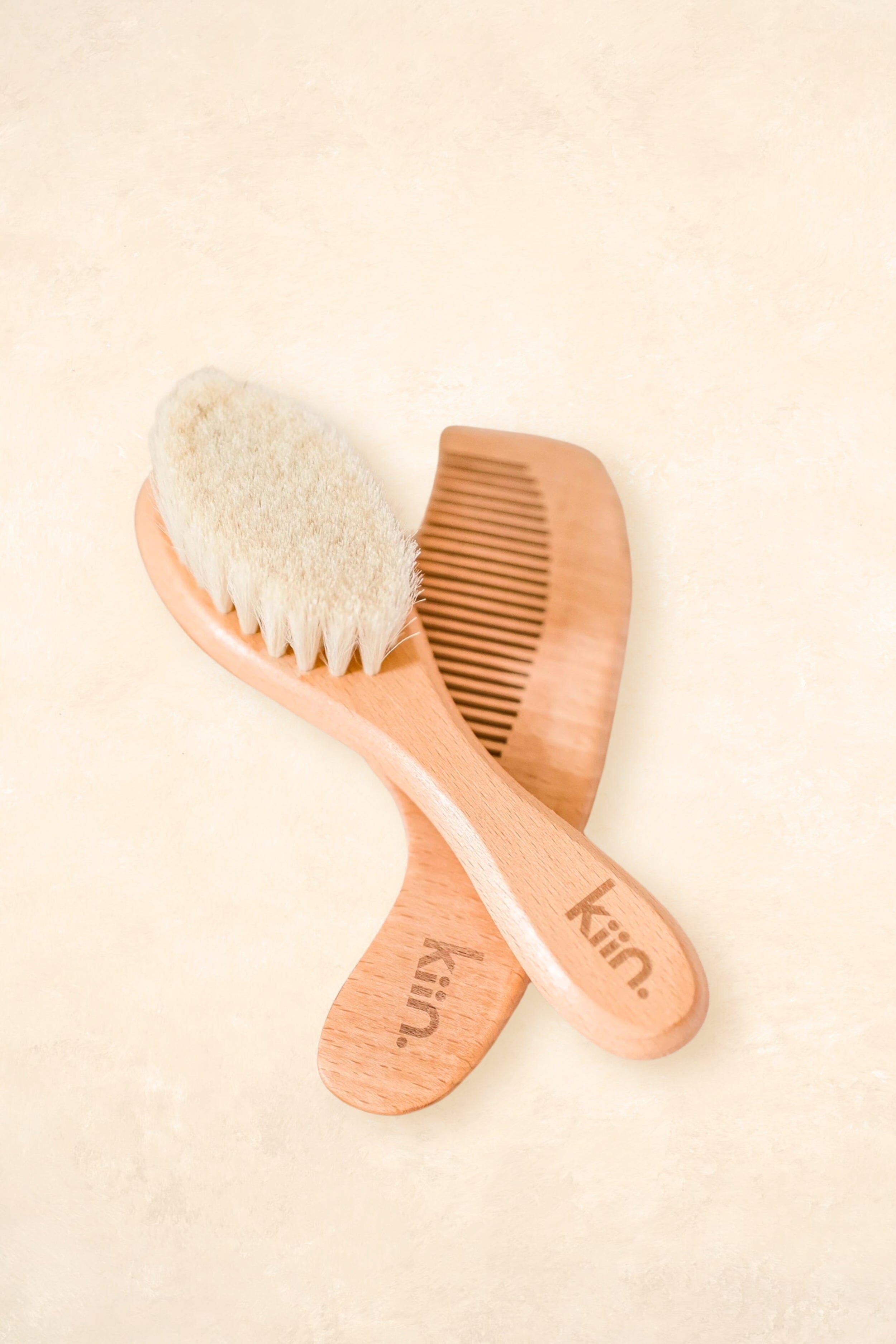 Wooden Baby Brush + Comb Set Bath Time Accessories Kiin ® 