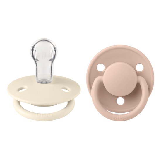 BIBS Brand DE LUX Silicone Dummies - Twin Pack Pacifiers & Teethers BIBS Ivory + Blush 