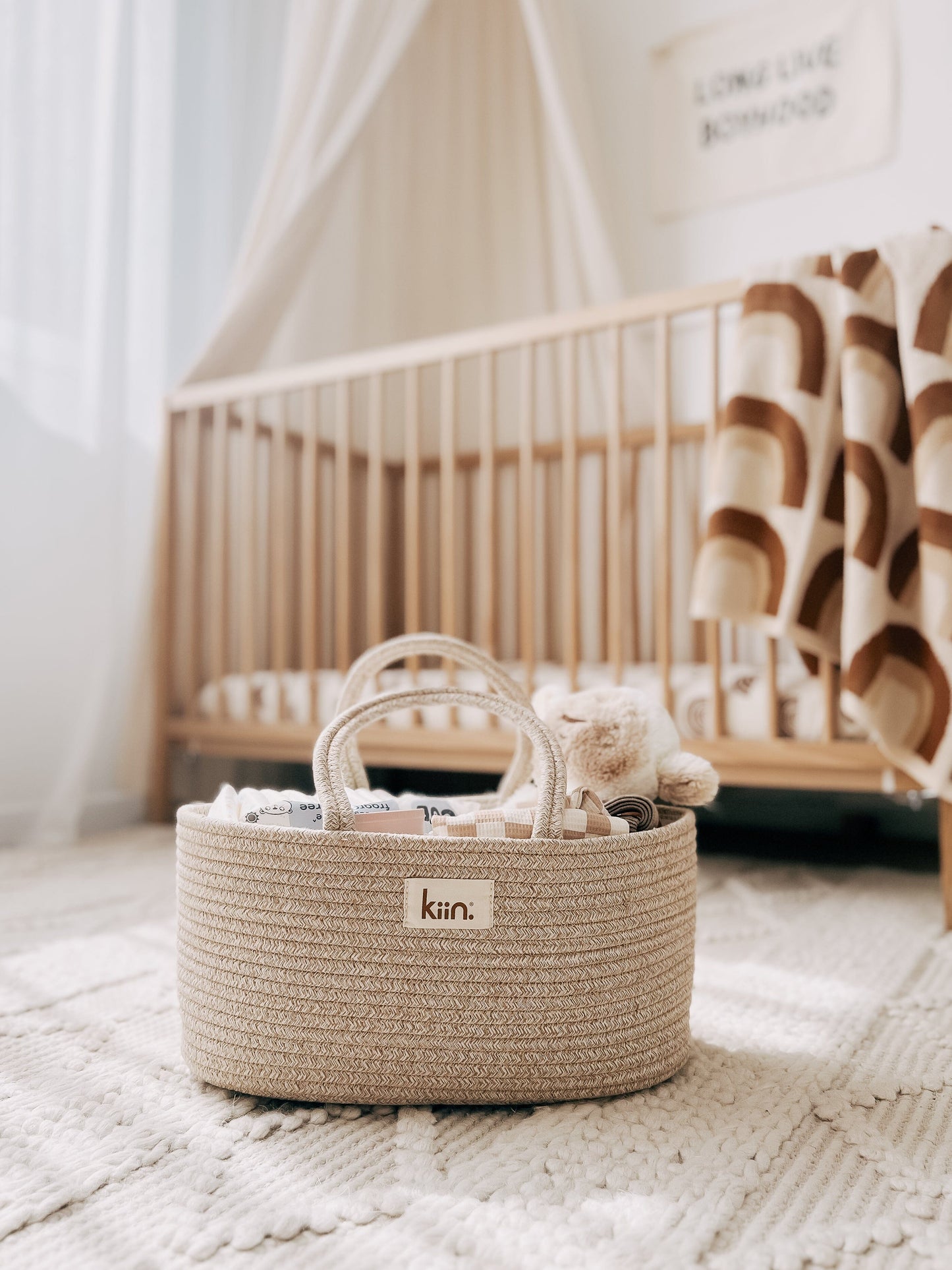 Cotton Rope Nappy Caddy Organiser Baby Baskets Kiin Baby 