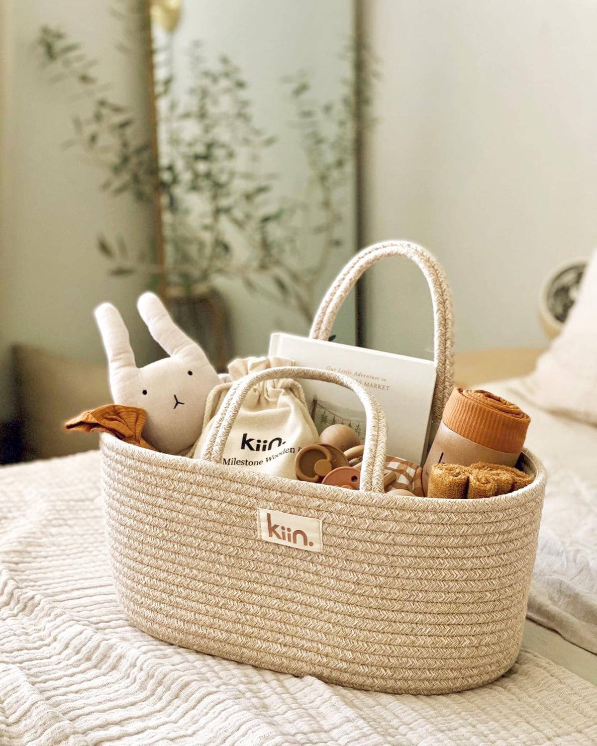 Cotton Rope Nappy Caddy Organiser Baby Baskets Kiin Baby 