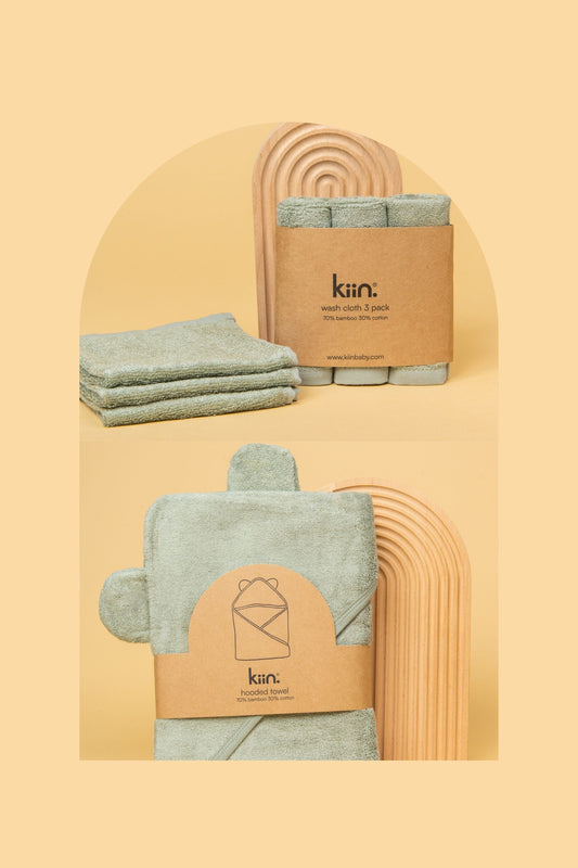 Towel + Wash Cloth Bundle Kiin ® Sage Sage 