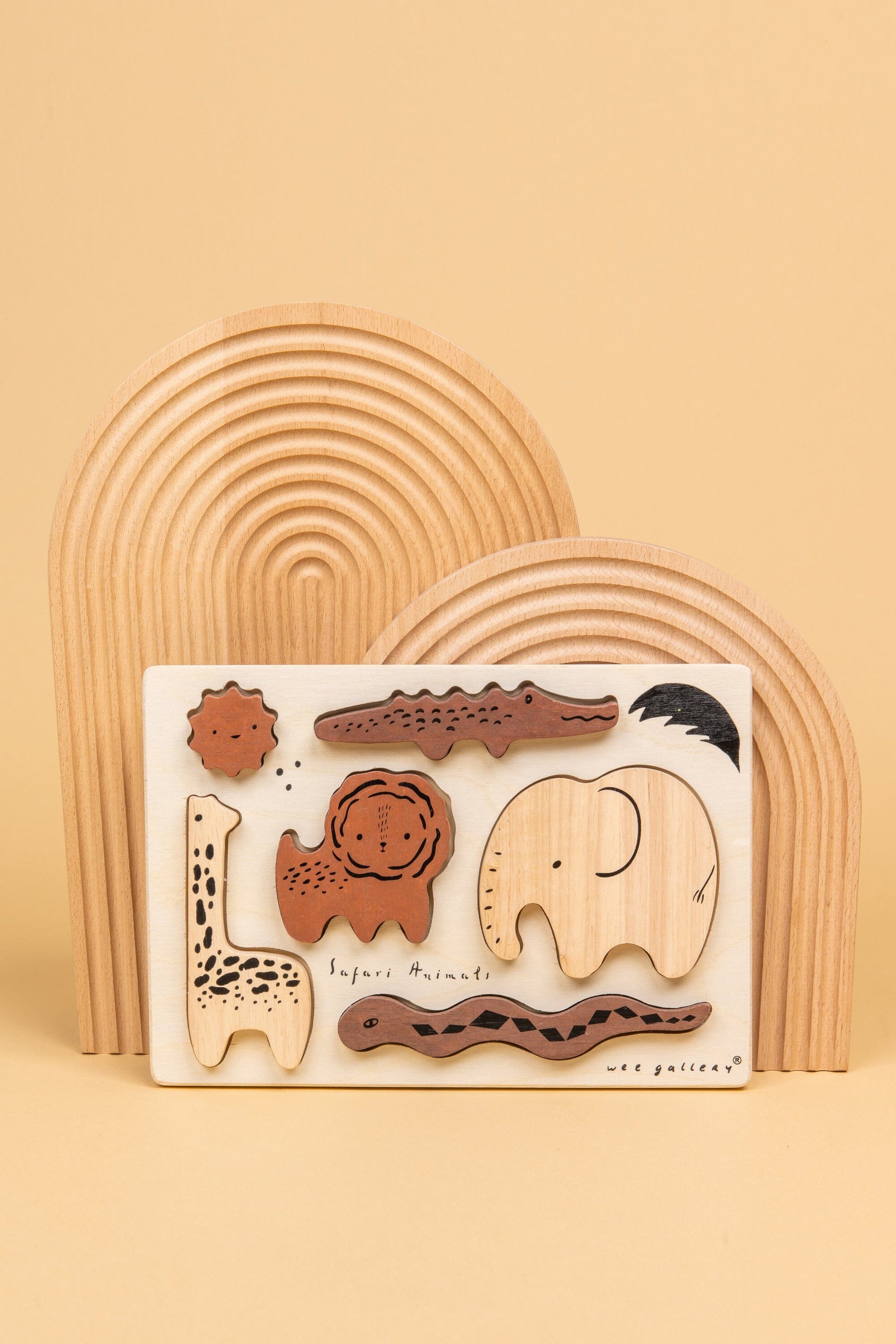 Wooden Tray Puzzle Toys Wee Gallery Safari 